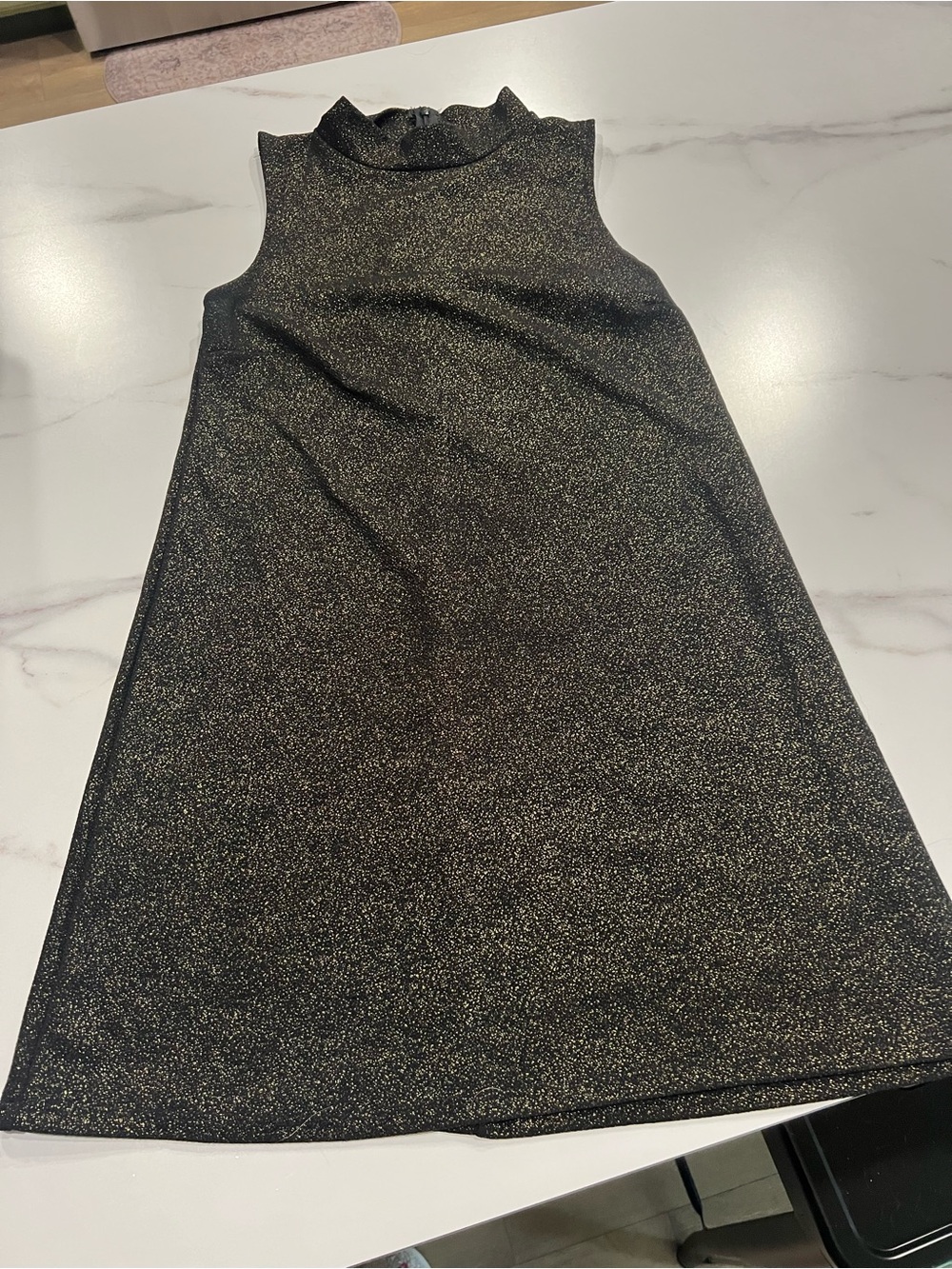 Sparkle Mock Neck Mini Dress in Black and Gold